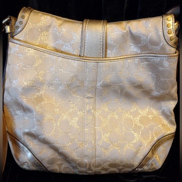 Coach Gold Metallic Signature C Bag - Picture 3 of 9